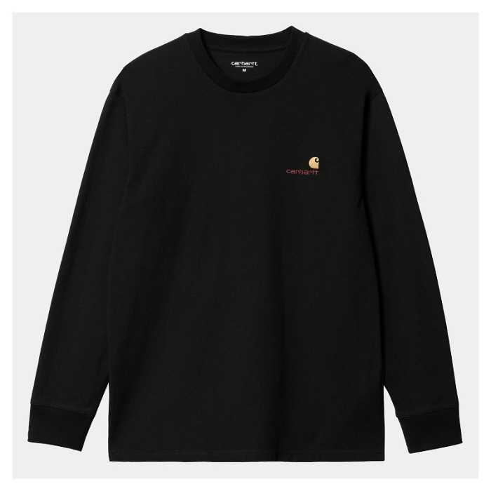 Camiseta Carhartt Wip L/S American Script Negra I029955