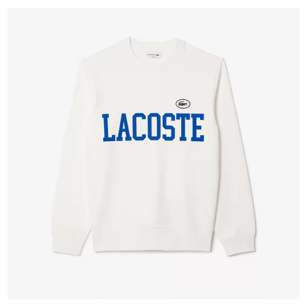 Lacoste Jogger sweatshirt in plush with Farine flocked detail SH7420-00-70V