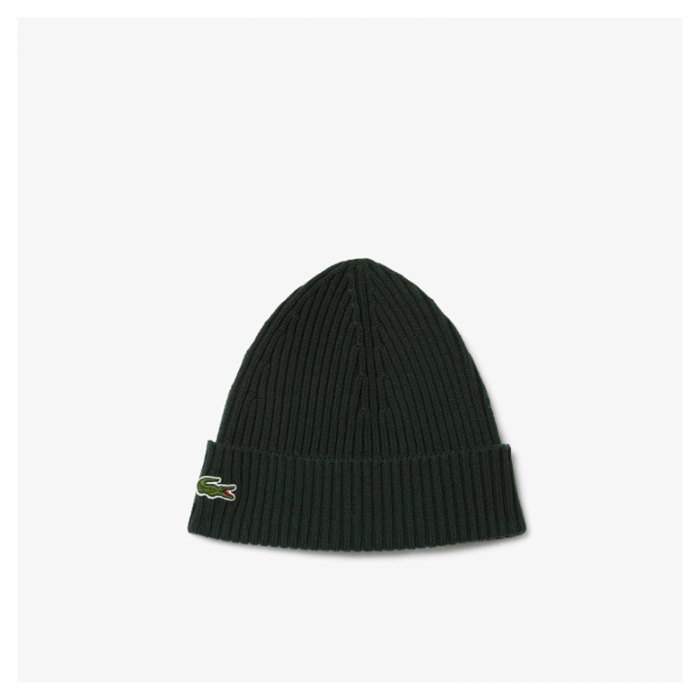 Gorro Lacoste de lana acanalada Verde Kaki RB0001-00-L7A