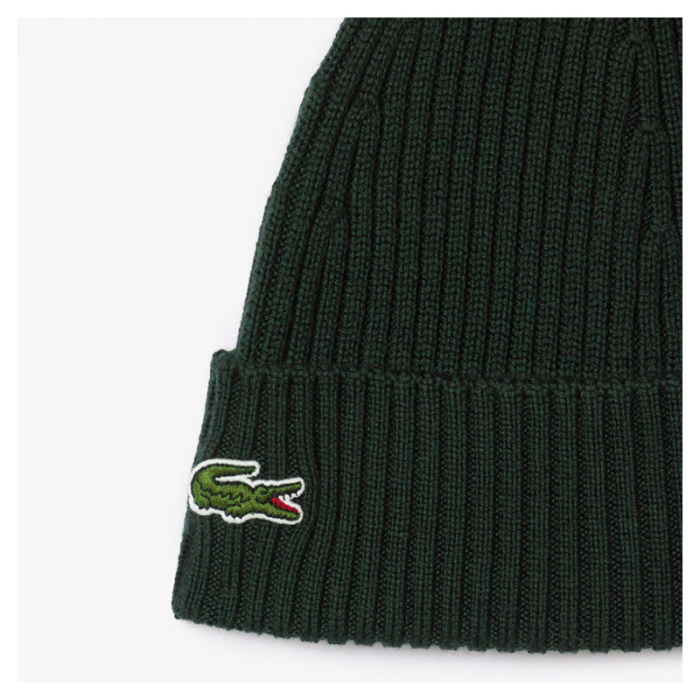 Gorro Lacoste de lana acanalada Verde Kaki RB0001-00-L7A