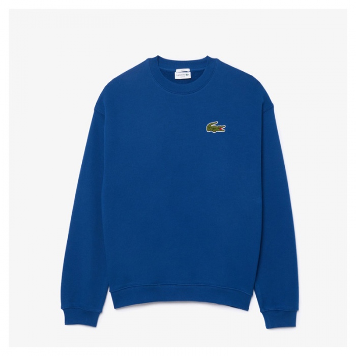 Lacoste fleece sweatshirt with badge detail Blue SH2741-00-HBM