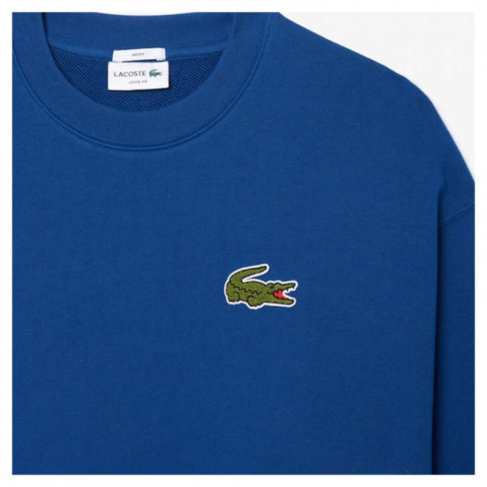 Lacoste fleece sweatshirt with badge detail Blue SH2741-00-HBM