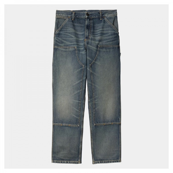 Pantalón Carhartt Wip Double Knee Pant Blue Denim worn used wash I032699-014Q