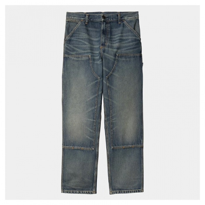 Carhartt Wip Double Knee Pant Blue Denim worn used wash I032699-014Q