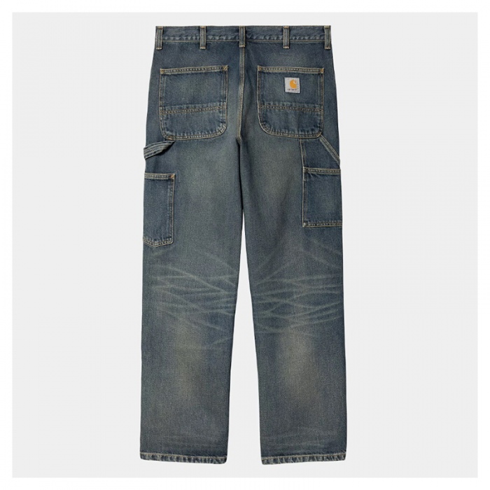 Carhartt Wip Double Knee Pant Blue Denim worn used wash I032699-014Q