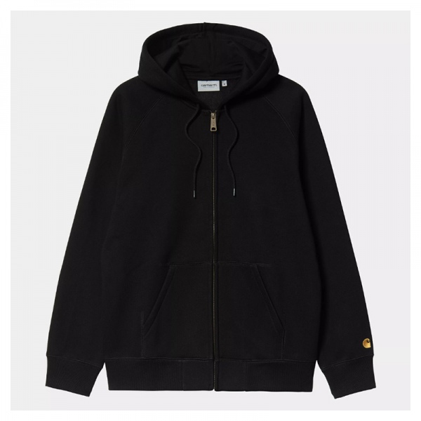 Sudadera con cremallera Carhartt Wip Hooded Chase Jacket Black/Gold I033664