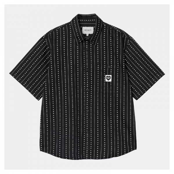 Camisa Carhartt Wip S/S Drewe Shirt Heart C Pinstripe Black I034537