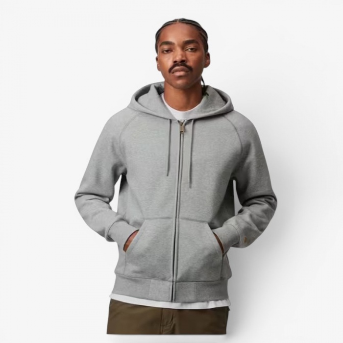 Sudadera con cremallera Carhartt Wip Hooded Chase Jacket Grey Heather/Gold I033664