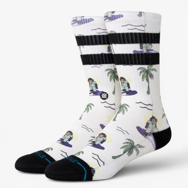 Calcetines Stance Surfin Monkey Crew White A556C24SUR-WHT