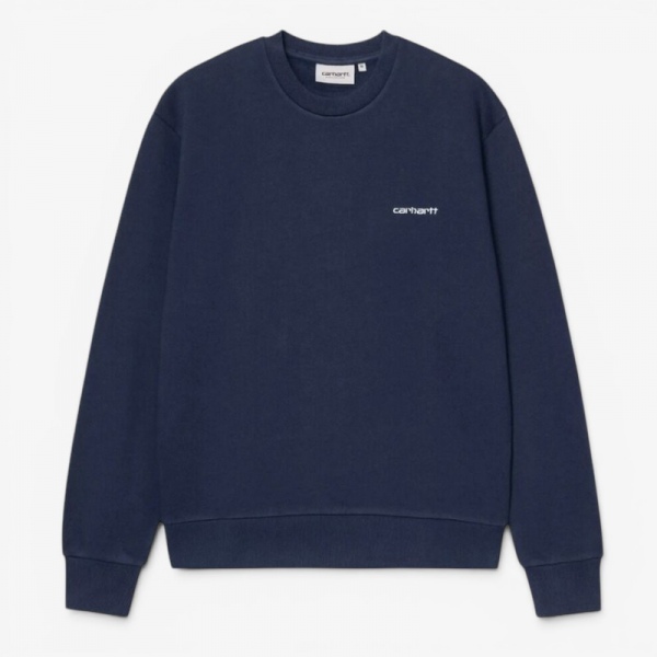 Sudadera Carhartt Wip Script Embroidery Sweat Deep Night/White I034496