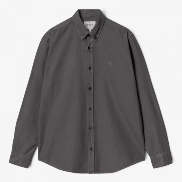 Carhartt Wip L/S Bolton Shirt Graphite garment dyed I030238